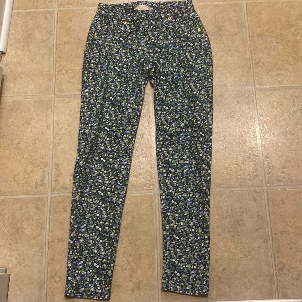 Michael Kors Green and blue floral print pants size xxs